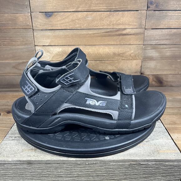 Teva Men’s Size 10 Minam Outdoor Adjustable Hook & Loop Sandal Black Gray 4289 - Picture 1 of 11